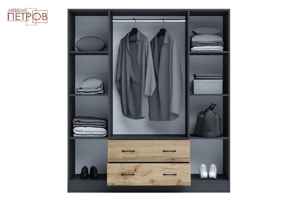 Wardrobe "Apollo 9" Wotan oak / anthracite
