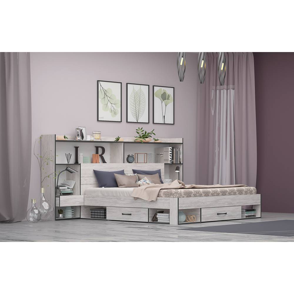 Light Bedroom Set - Blanco Oak/Anthracite