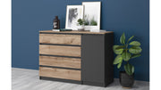 Chest of Drawers "Leo 7" - Wotan Oak / Anthracite