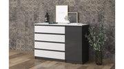 Chest of drawers "Leo 7" - anthracite gloss/white gloss